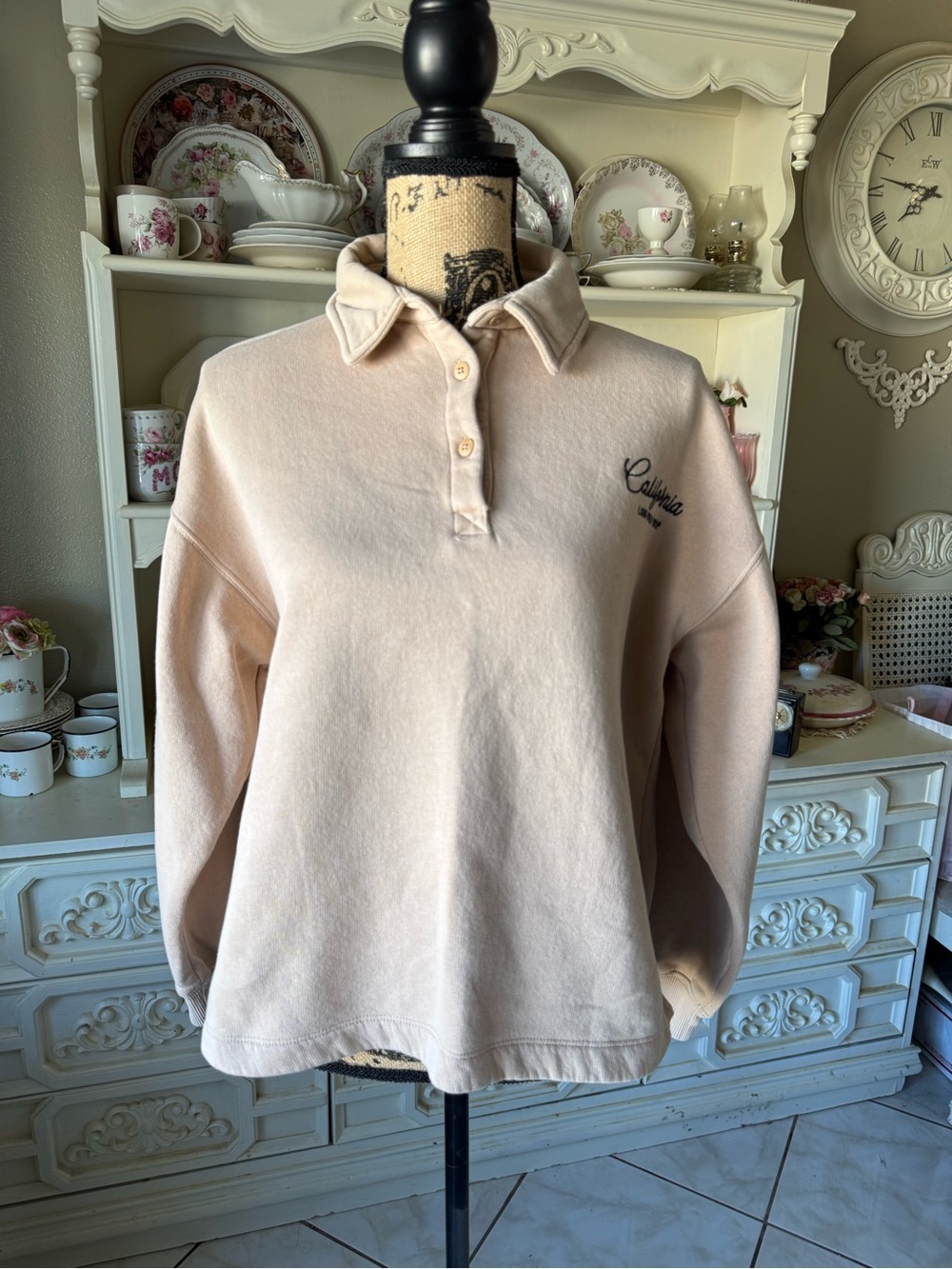 Zara Cream Collared Sweatshirt Youth Size 13-14